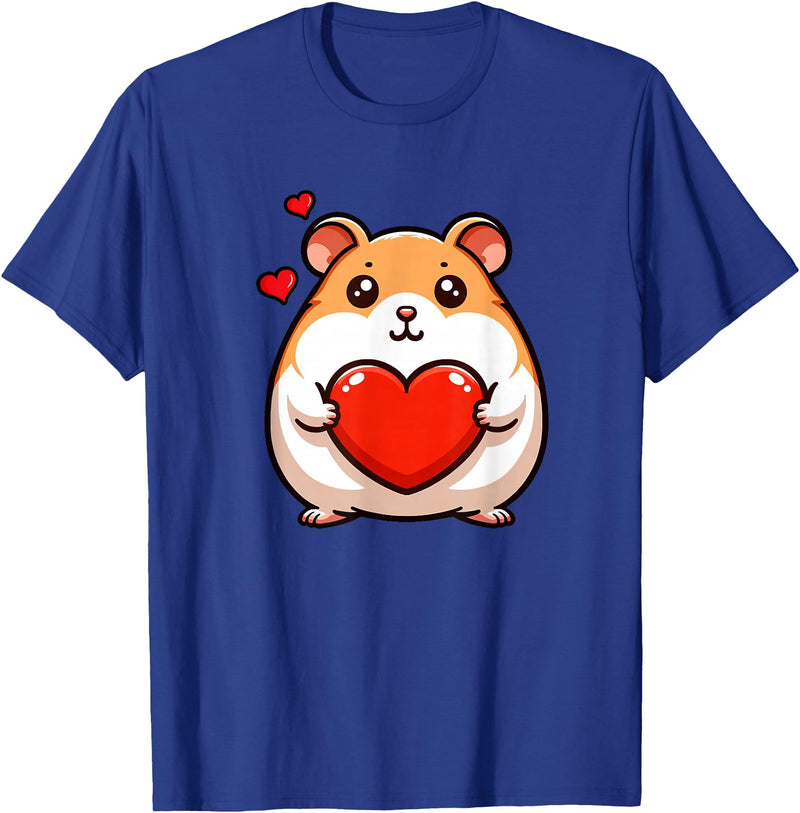 Cute Hamster Funny Valentines Heart Lover Men Women Kids T-Shirt - Royal Blue