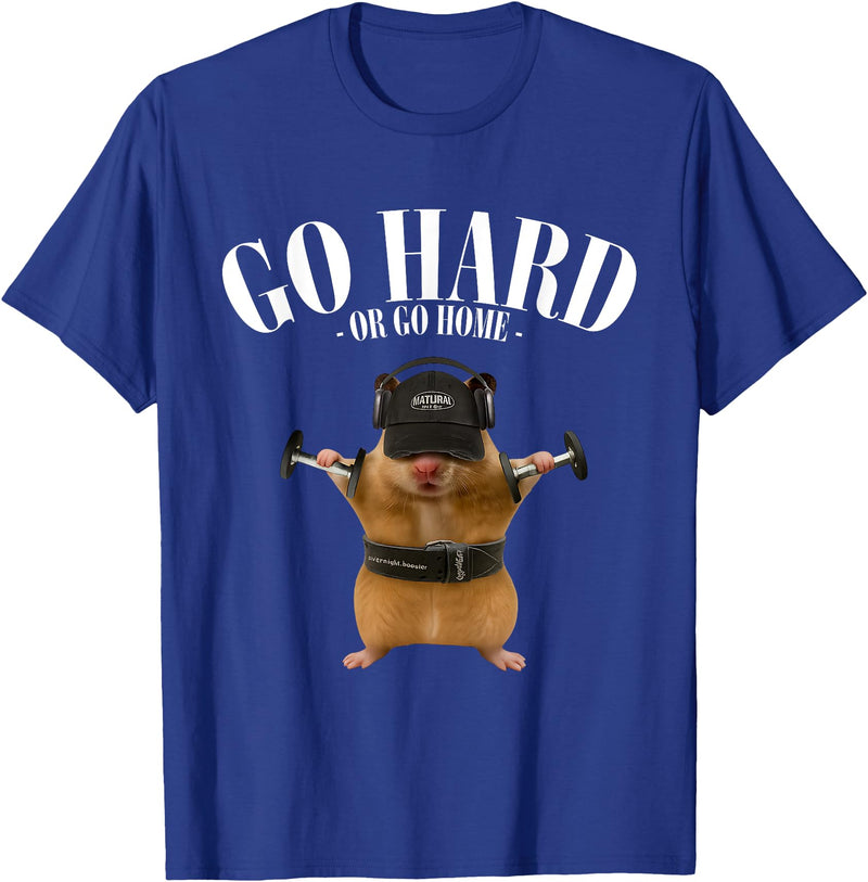 Hamster Deadlift Training Funny Cute Rat Weightlifting Meme T-Shirt - Royal Blue
