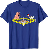 Mr Ben Thanksgiving Police Line Do Not Cross Pig and Chicken Funny Food T-Shirt - Royal Blue
