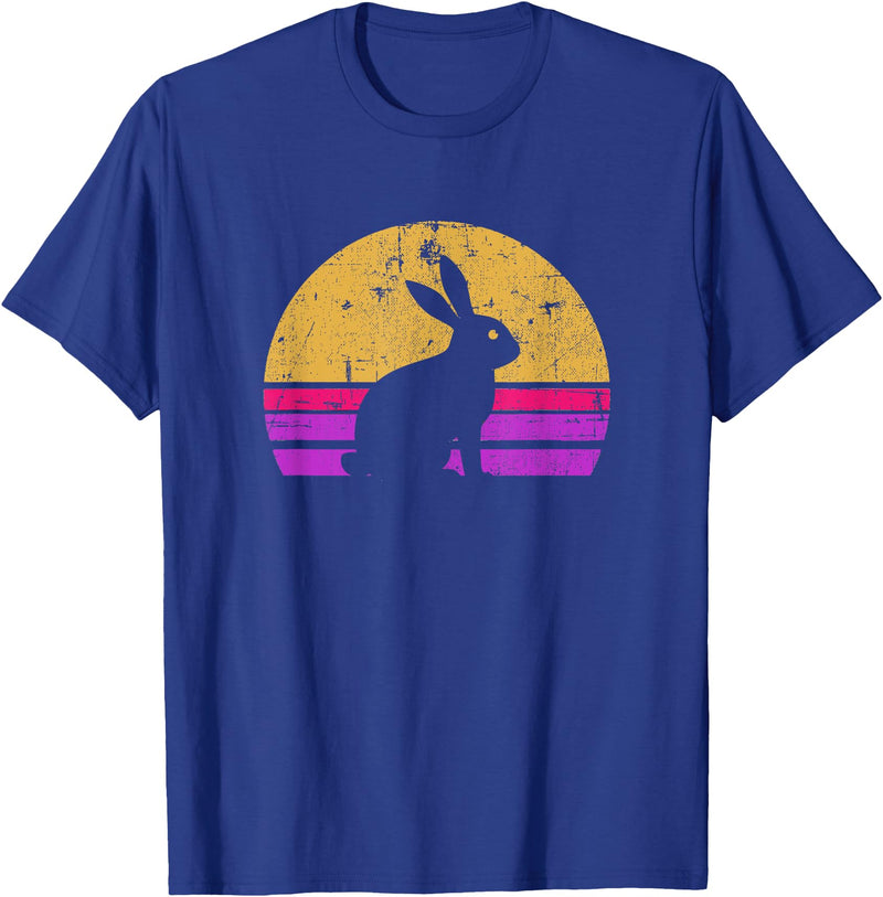 Rabbit Bunny Hare in Sunset for Women Girls T-Shirt in Royal Blue