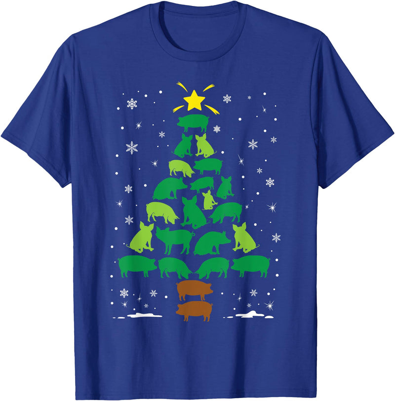 The Holiday Family Christmas Tree Gift Co Pig Lovers Pet Farmer Holiday Family Matching Christmas Tree T-Shirt - Royal Blue