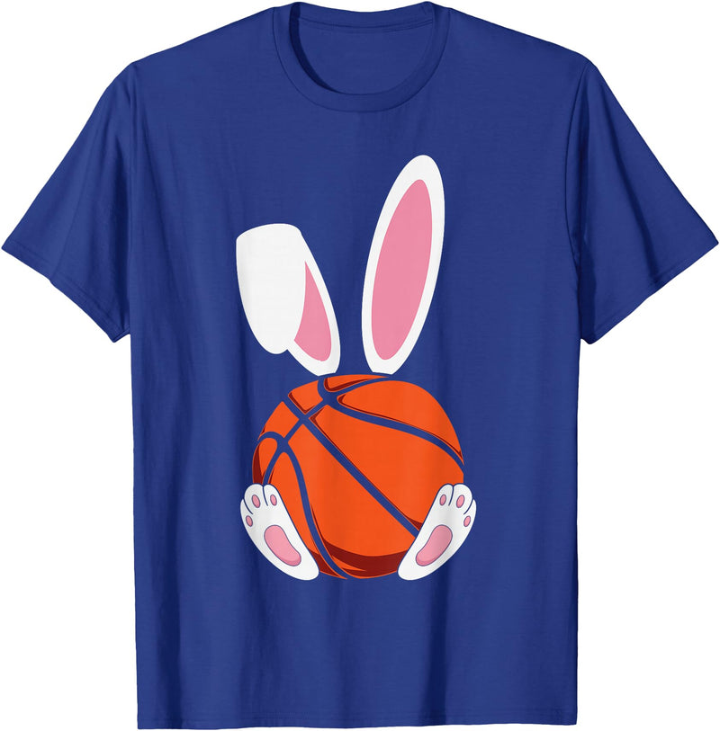 Rabbit Boys Teens Easter Basketball Egg Bunny Kids Easter T-Shirt in Royal Blue