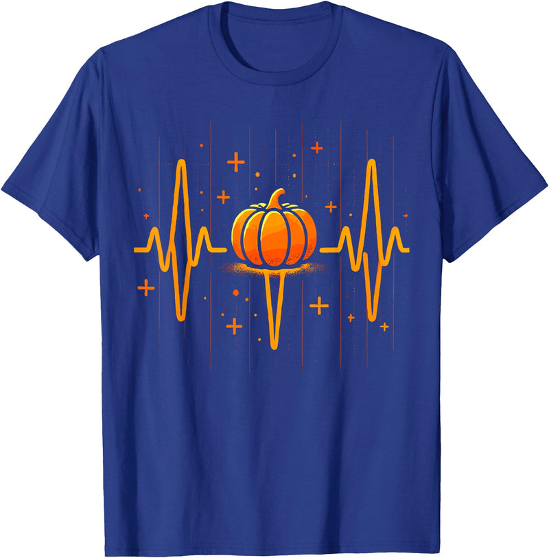 Pumpkin Heartbeat Halloween Lovers - Nurse Pumpkin Pumpkin Heartbeat Halloween T-Shirt - Royal Blue