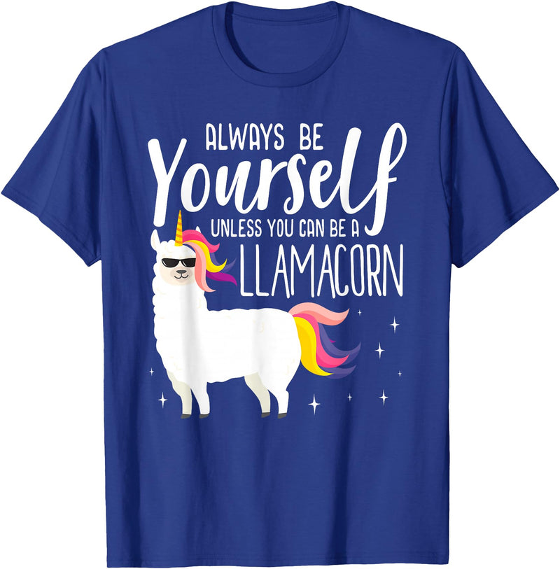 Llamacorn Clothing Always be a Llamacorn T Shirt | Fantasy Magic Llama Unicorn T-Shirt - Royal Blue