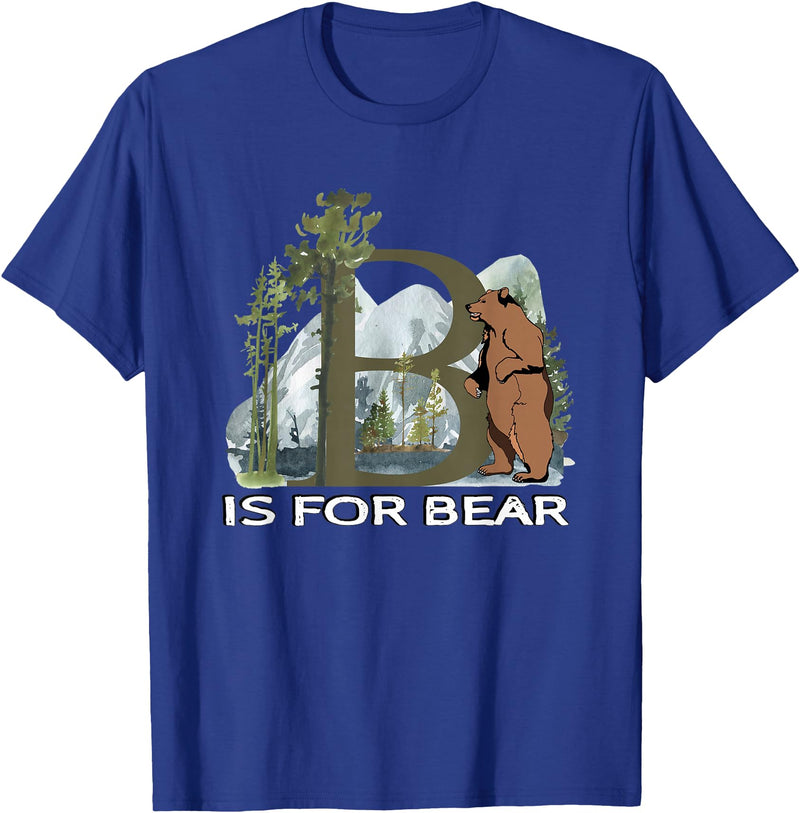 Forest Animals Designs Brown Bear Animal Watercolor Nature Lover Alphabet Letter B T-Shirt - Royal Blue