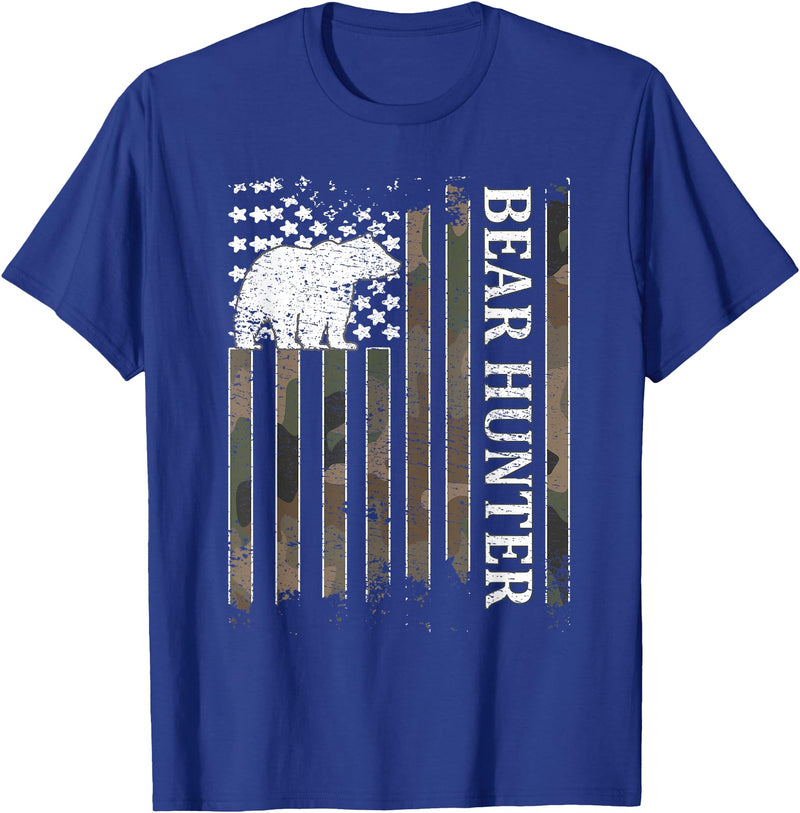 Bear Hunter & Bear Hunting Ideas Bear Hunter American Flag Bear Hunting Lover T-Shirt - Royal Blue