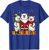 Christmas Polar Bear Santa Elf Reindeer Holiday Cute Christmas Polar Bears in Santa Elf and Reindeer Costume T-Shirt - Royal Blue