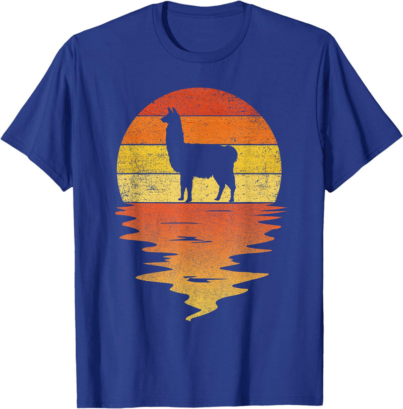 TrendyPull Silhouette Retro Vintage Style Gifts Llama shirt retro sunset 70s vintage Llama T-Shirt - Royal Blue