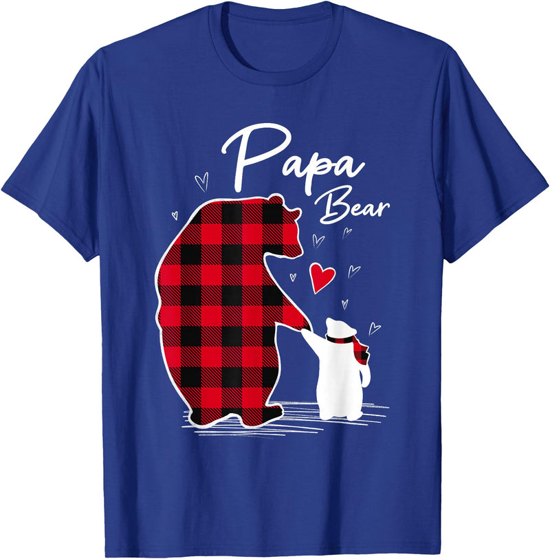 Family Bear Matching Christmas Buffalo Plaid Papa Bear Christmas Pajama Red Buffalo Plaid T-Shirt - Royal Blue