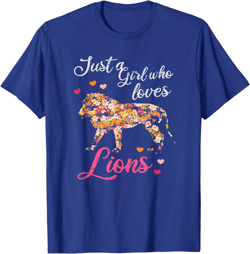 Just a girl who loves lions T-Shirt - Royal Blue