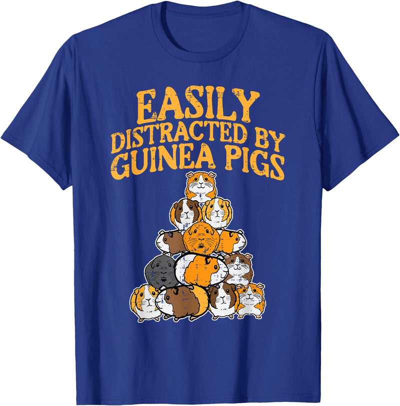Guinea Pig Shirts For Men Women Kids Gift Easily Distracted by Guinea Pigs Funny Cavy Men Women Kids T-Shirt - Royal Blue