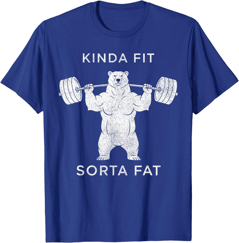 Polar Bear Funny Gym Guy Gifts Powerlifting Fat Guy Shirt, for Men Kinda Fit Sorta Fat Bear T-Shirt - Royal Blue