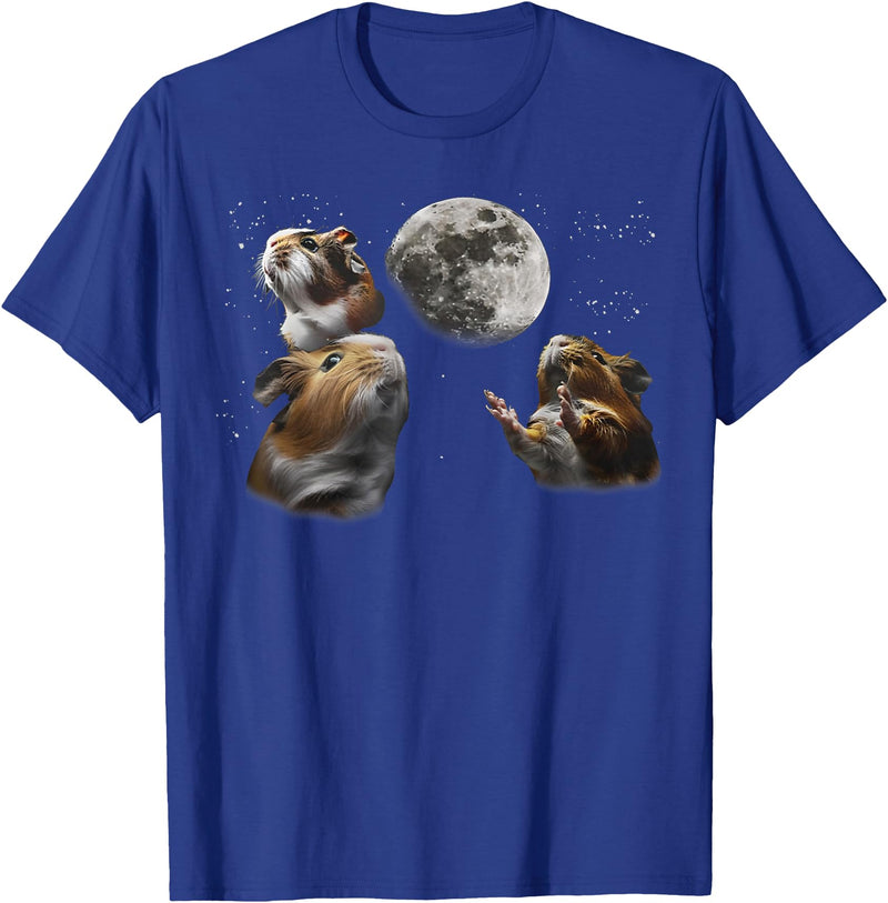 Funny Guinea Pig Lover Gifts 3 Guinea Pigs Moon Howling Funny Rodent For Men, Women, Kid T-Shirt - Royal Blue