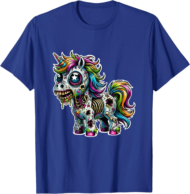 Cool Zombie Horror and Halloween Designs Scary Zombie Unicorn Scary Halloween Horror Monster Design T-Shirt - Royal Blue