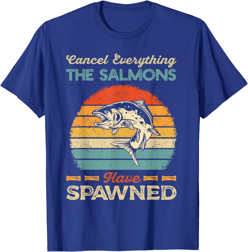 Cool Salmon Fishing Recreational Saltwater Apparel Fishing Salmon Spawning Angling Smolt Fish Salmonidae Hobby T-Shirt - Royal Blue