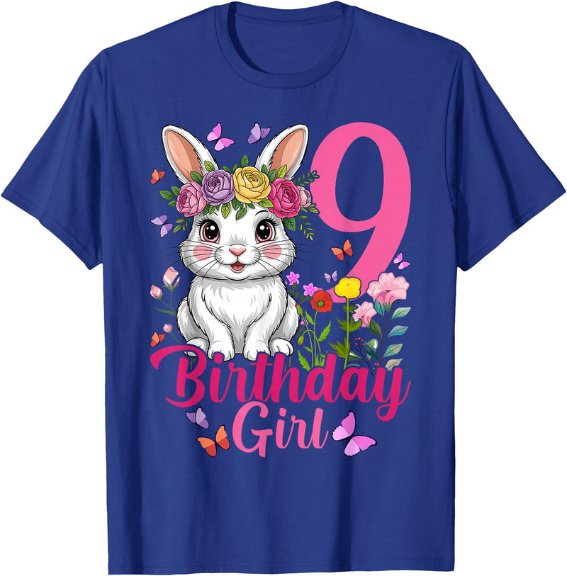9th Birthday Rabbit Bunny Nine Finally 9 Birthday Bunny T-Shirt in Royal Blue