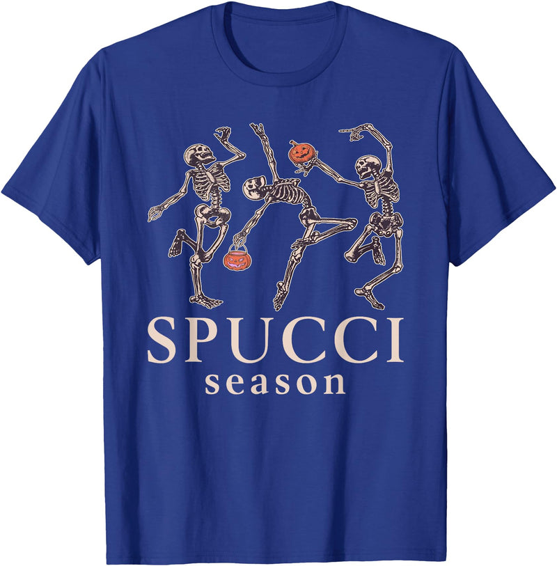 Vintage Spooky Spucci Funny Skeleton Halloween Spucci Season Skeleton Halloween, Spooky season T-Shirt - Royal Blue