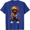 Hip-Hop Teddy-Bear Aesthetic Urban StreetWear Co. Hip-Hop Teddy-Bear Colorful Teddybear with Hoodie Graphic T-Shirt - Royal Blue