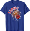 LIONS TEES CO Lions Basketball Red Lion Pride School Spirit Lion Mascot T-Shirt - Royal Blue