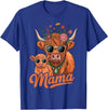 Scottish Farm Matching Mom Daughter Highland Cow Highland Cow Mama Mom Baby Calf Daughter Floral Mothers Day T-Shirt - Royal