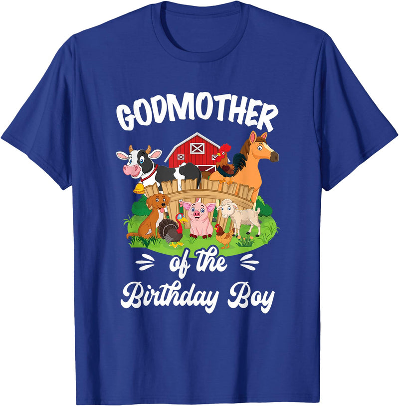 Vintage Retro Birthday Godmother Of The Birthday Boy Party Cow Farm 1St Birthday T-Shirt - Royal Blue