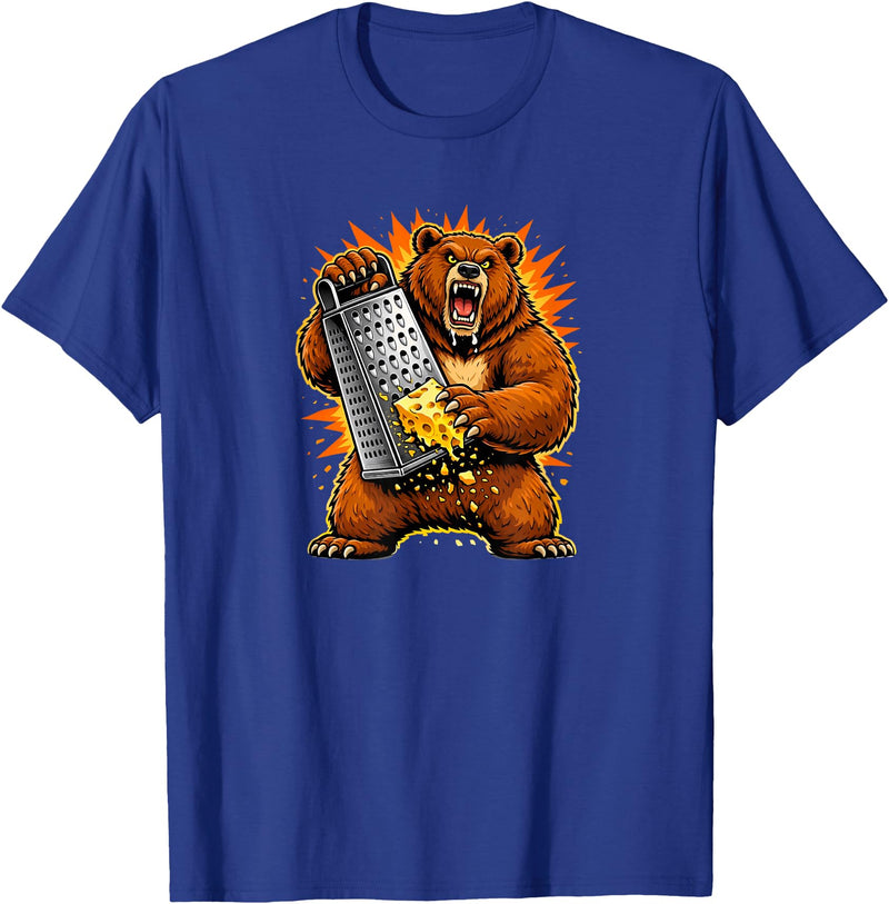 I Hate Wisconsin Tees Angry Bear Grating Cheese Grater Hater T-Shirt - Royal Blue