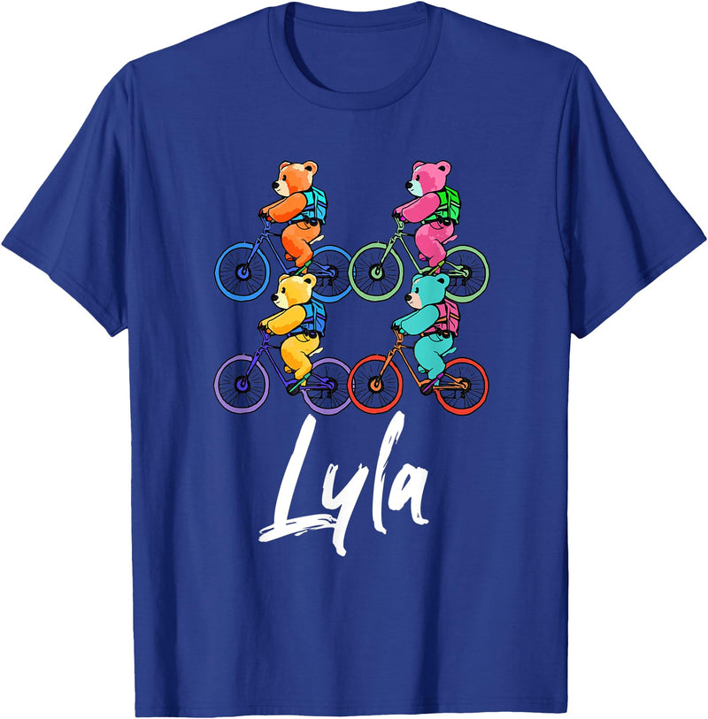 Teddy Bears Cuteness Gear Lyla Cute Teddy Bears And Bikes Bicycle Design T-Shirt - Royal Blue