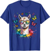Funny Llama Lover Graphics Cute Llama with Sunglasses Animal Art Graphic Funny Alpaca T-Shirt - Royal Blue