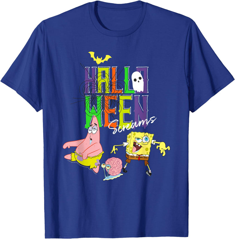 SpongeBob Schwammkopf SpongeBob SquarePants Halloween Screams With Patrick & Gary T-Shirt - Royal Blue