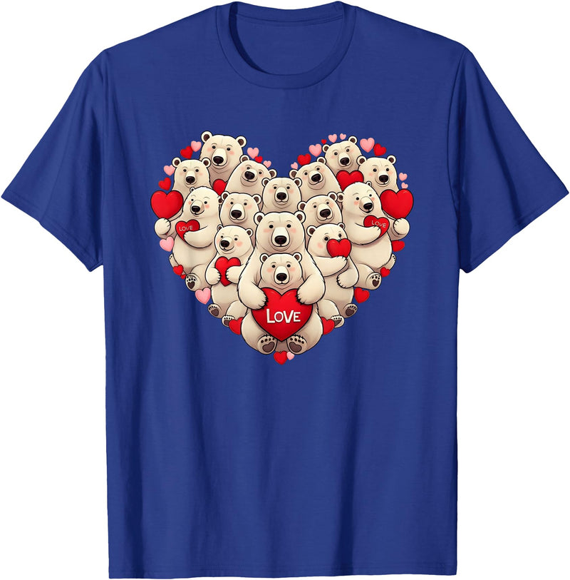 Cute Polar Bear Lovers Valentine Costume Women Men Funny Polar Bear Heart Valentine Polar Bear Womens Mens Kids T-Shirt - Royal Blue