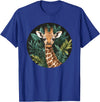 Nature Wildlife Giraffe Safari Jungle Giraffe With Tropical Jungle Leaves T-Shirt - Royal Blue