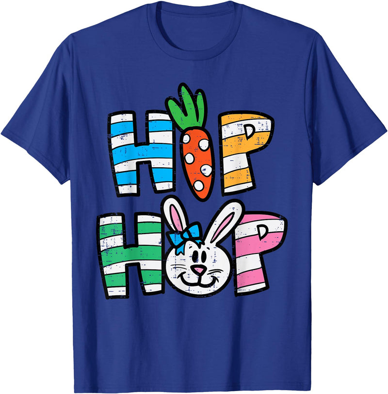 Easter Hip Hop Carrot Bunny Rabbit Boys Girls Kids Toddler T-Shirt in Royal Blue