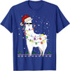 Christmas Llama Santa Hat Ugly Xmas Tee Christmas Llama Santa Hat Ugly Xmas Tree Alpaca Gift T-Shirt - Royal Blue