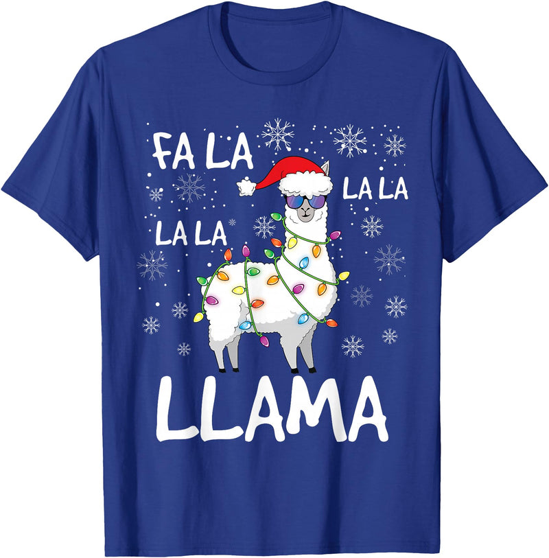 Funny Christmas Llama Shirts FA La La Llama Shirt Women Men Kids Funny Llama Christmas T-Shirt - Royal Blue