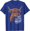 Scottish Highland Cow Lovers men woman kids Highland Cow Just A Little Moody Flower Cattle Hairy Cow T-Shirt - Royal Blue