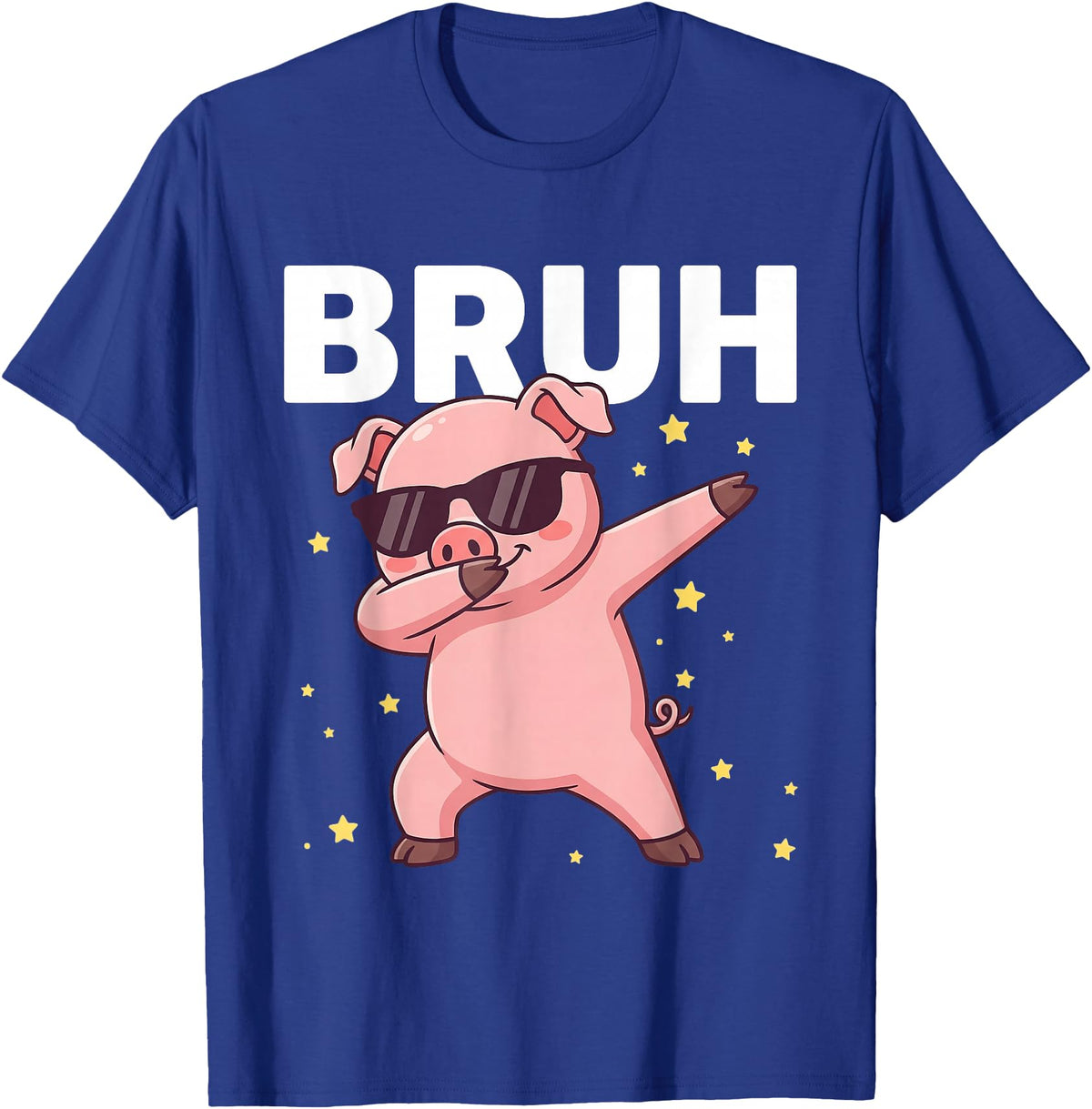 Funny Dabbing Pig Tee for Men Women Kids Bruh Dabbing Pig Sunglasses Funny Pig Dabbing Cute Animal T-Shirt - Royal Blue