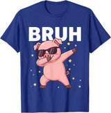 Funny Dabbing Pig Tee for Men Women Kids Bruh Dabbing Pig Sunglasses Funny Pig Dabbing Cute Animal T-Shirt - Royal Blue