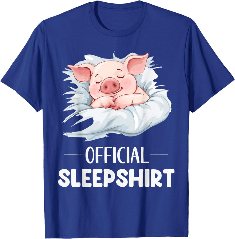 Cute Sleeping Pig Nightgown Sleepwear Pajama Official Sleepshirt Cute Sleeping Pig Animal Lovers Pajama T-Shirt - Royal Blue