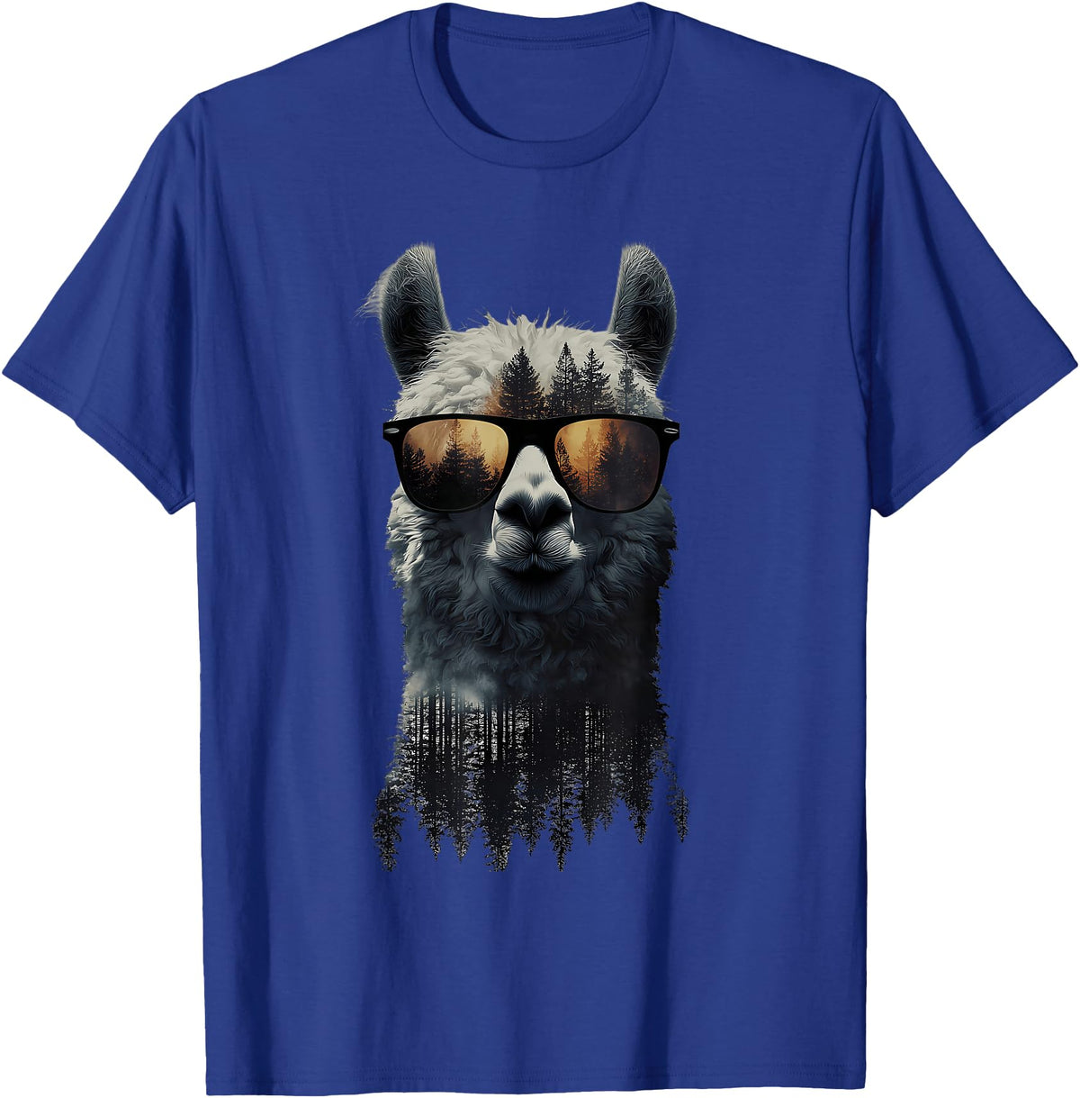 Funny Llama Lover Graphics Funny Alpaca Llama with Sunglasses Animal Graphic T-Shirt - Royal Blue