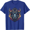 Wild Buffalo Bison Tribal Western Spirit Fierce Wild Bison Head Tribal Geometric Buffalo T-Shirt - Royal Blue