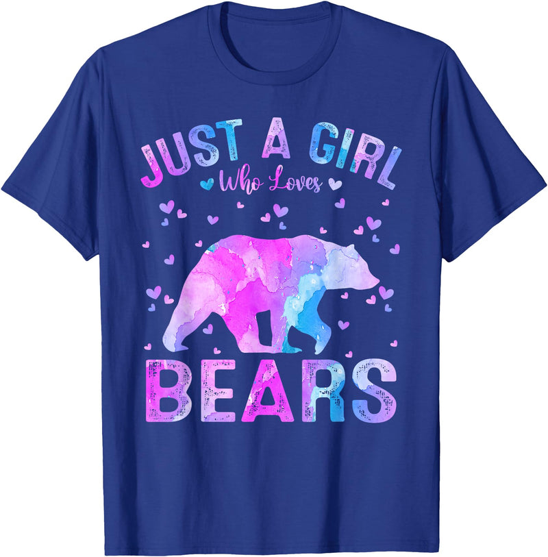 Just A Girl Who Loves Bear Gifts Outfit Colorful Just A Girl Who Loves Bears Women Girls T-Shirt - Royal Blue