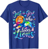 Funny Lion Lover Lion Animal Just a Girl Who Loves Lions T-Shirt - Royal Blue