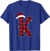 Awesome Letter K Initial Name Buffalo Plaid Christmas Pajama T-Shirt - Royal Blue