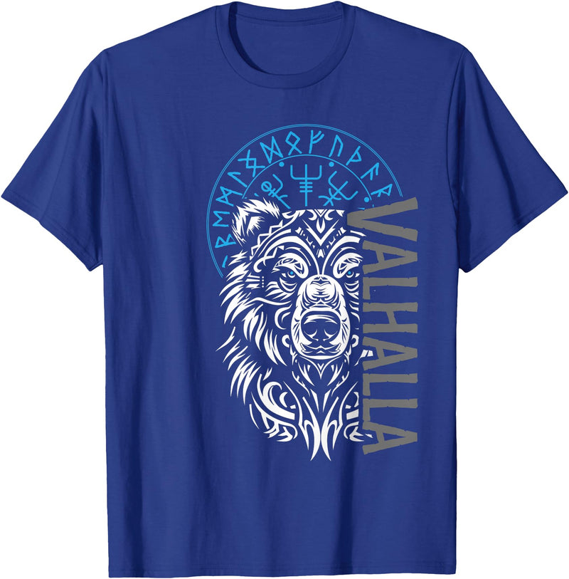 Nordic Valor, Viking Visions, Berserk til Valhalla Valhalla & Viking Compass - Nordic Bear Design T-Shirt - Royal Blue