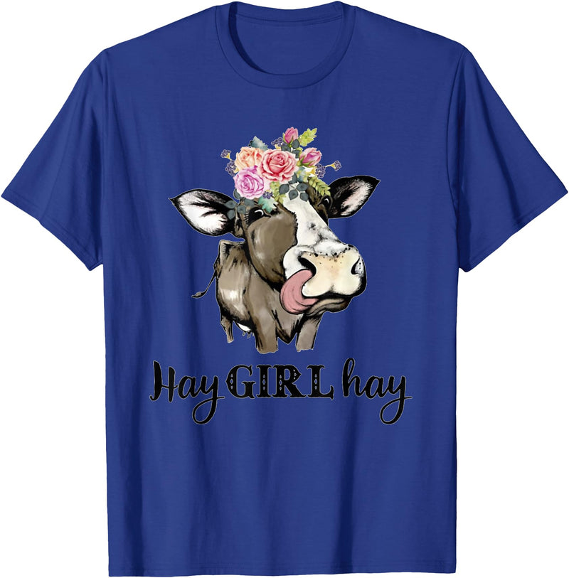 Funny Cow Design Cow Hay Girl Hay T-Shirt Funny Cow Lovers Heifer Gifts Tee T-Shirt - Royal Blue