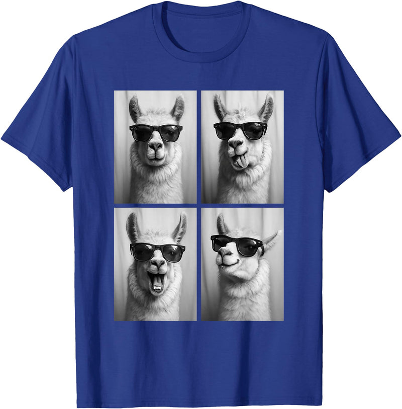 Funny Animal Selfie Booth Tee Cool Llamas Sunglasses Jungle Animal Meme Selfie Booth T-Shirt - Royal Blue