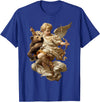 Vintage Angel Aesthetic Classical Art Cute Cherub Angel with Bear Baroque Renaissance Aesthetic T-Shirt - Royal Blue