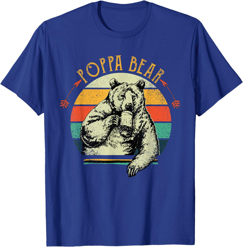 Poppa Bear Funny Father's Day shirt Mens Vintage Poppa Bear Shirt Funny Fathers Day T-Shirt - Royal Blue