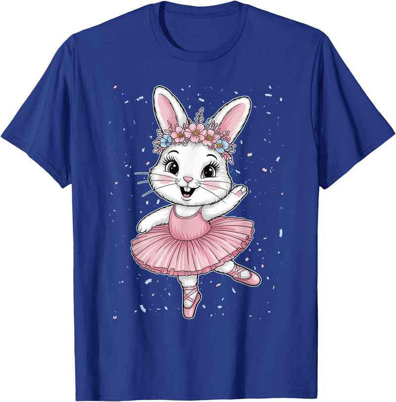 Sweet Dancing Ballerina Bunny Ballet Rabbit Girl Easter Day T-Shirt in Royal Blue