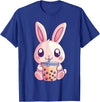 Kawaii Bunny Rabbit Boba Tea Anime Cute Easter Graphic T-Shirt in Royal Blue
